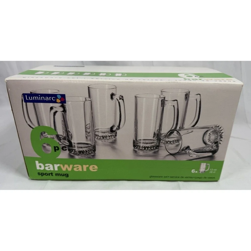 Luminarc Beer Glass Mugs Set Of 6 New‎ Barware